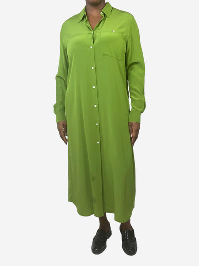 Green silk shirt midi dress - size UK 14 Dresses Aspesi 