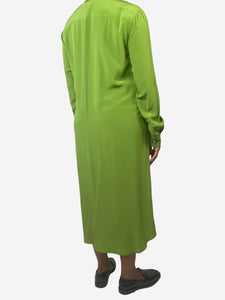 Aspesi Green silk shirt midi dress - size UK 14