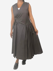 Egg Brown sleeveless midi wrap dress - size