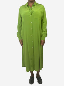 Aspesi Green silk shirt midi dress - size UK 14