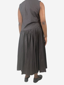 Egg Brown sleeveless midi wrap dress - size