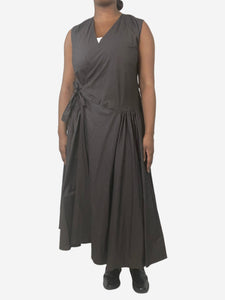 Egg Brown sleeveless midi wrap dress - size