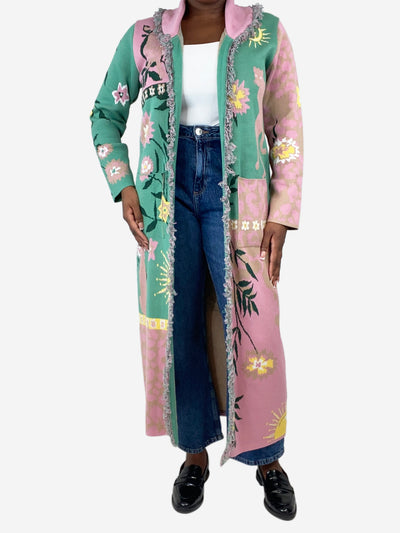 Multi enchanted floral belted duster coat - size L