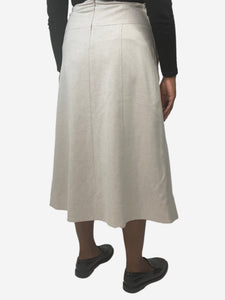 ME+EM Cream wool-blend panelled midi skirt - size UK 12