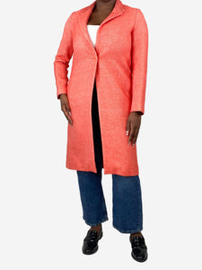 Maje Coral cotton and linen-blend long coat - size UK 12