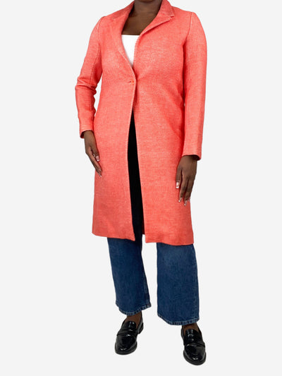 Coral cotton and linen-blend long coat - size UK 12 Coats & Jackets Maje 