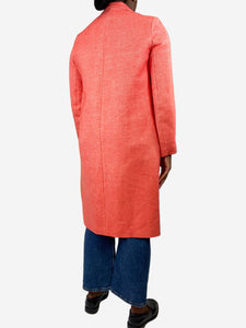 Maje Coral cotton and linen-blend long coat - size UK 12