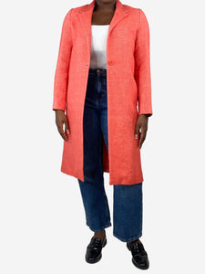 Maje Coral cotton and linen-blend long coat - size UK 12