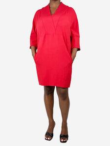 Escada Red V-neck midi dress - size UK 16