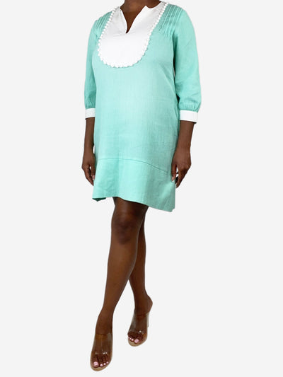 Green contrasting yoke midi dress - size L Dresses Wiggy Kit 