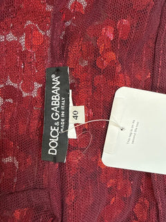 Red sequin high neck long-sleeved top - size UK 8 Tops Dolce & Gabbana 