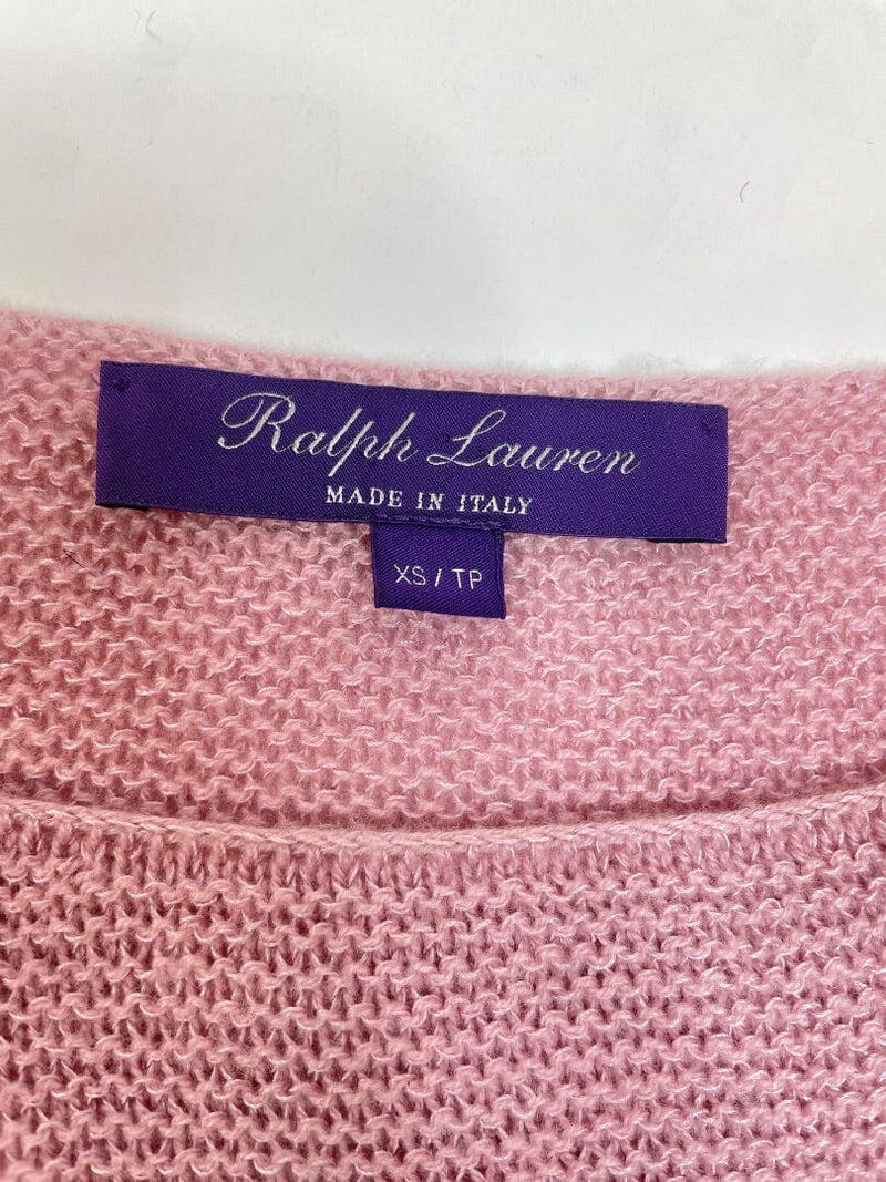 Pink cashmere and silk boatneck knit jumper - size XS Knitwear Ralph Lauren 