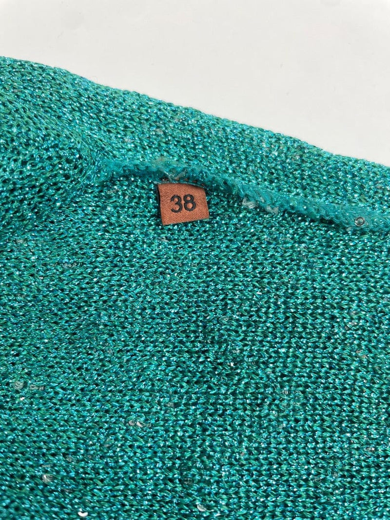 Green sequin wave knit sleeveless maxi dress - size UK 6 Dresses Missoni 