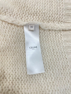 Cream Triomphe pointelle alpaca crew neck jumper - size XS Knitwear Celine 