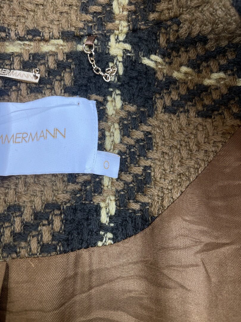 Brown check wool Luminosity coat - size UK 8 Coats & Jackets Zimmermann 