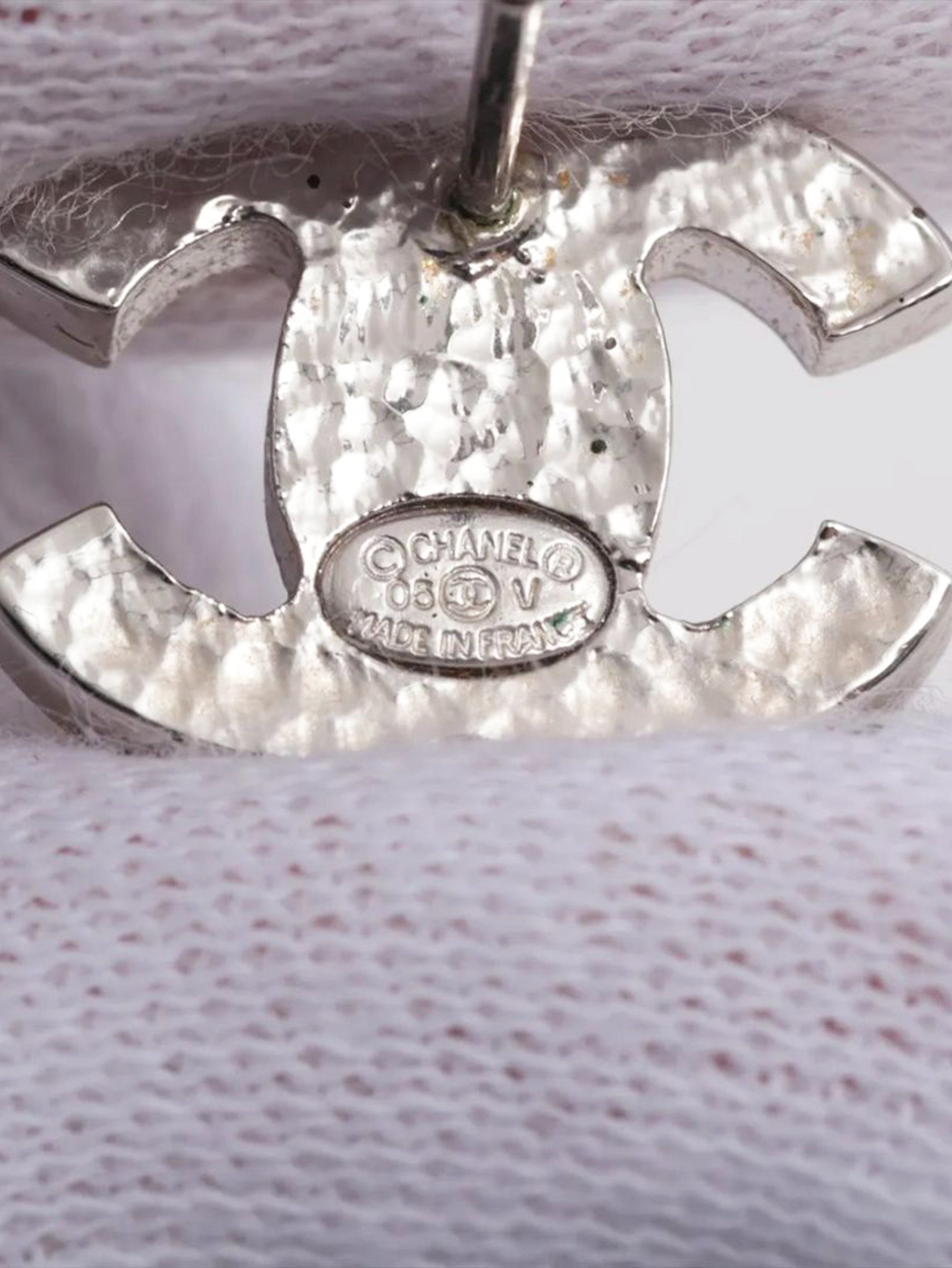 Silver Coco Mark 05V faux-pearl earrings Earrings Chanel 