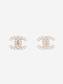 Silver Coco Mark 05V faux-pearl earrings Earrings Chanel 