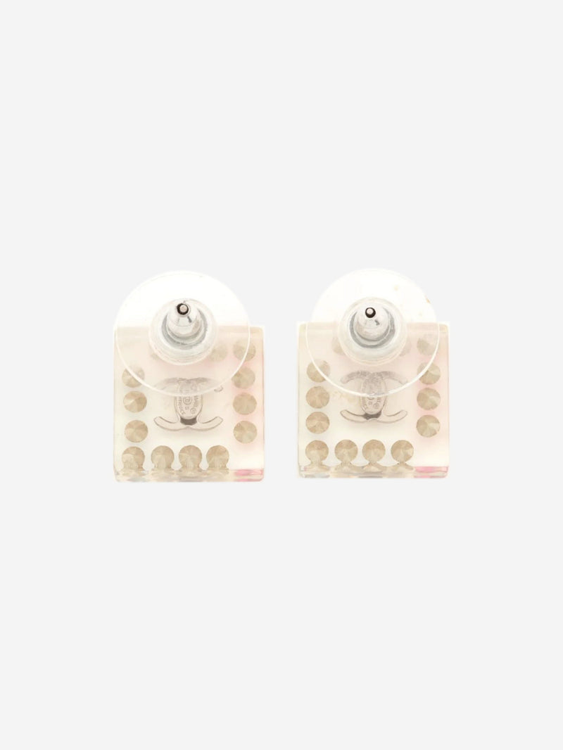 Clear lucite rhinestone square earrings Earrings Chanel 