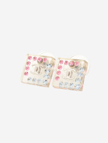 Clear lucite rhinestone square earrings Earrings Chanel 