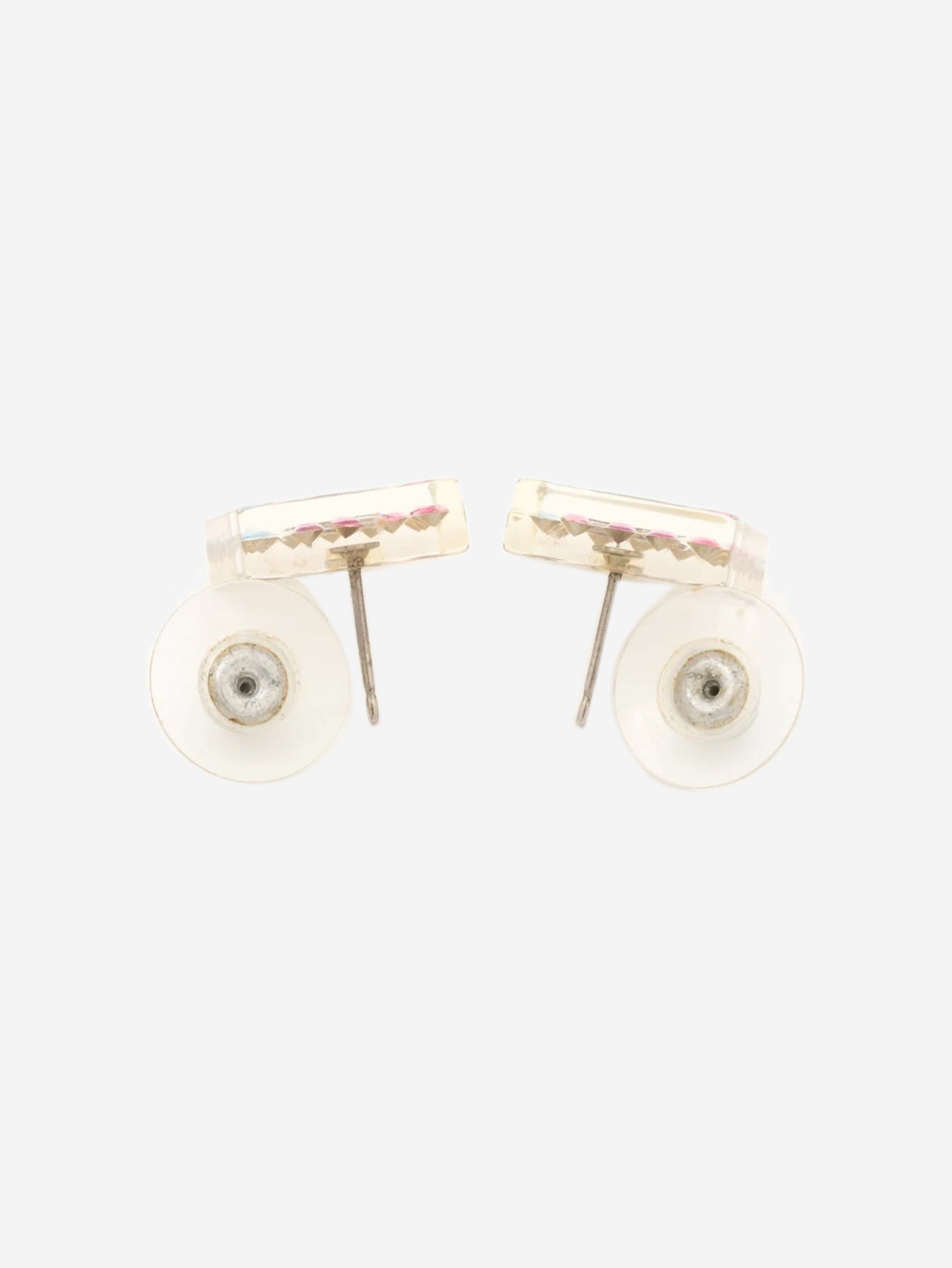 Clear lucite rhinestone square earrings Earrings Chanel 