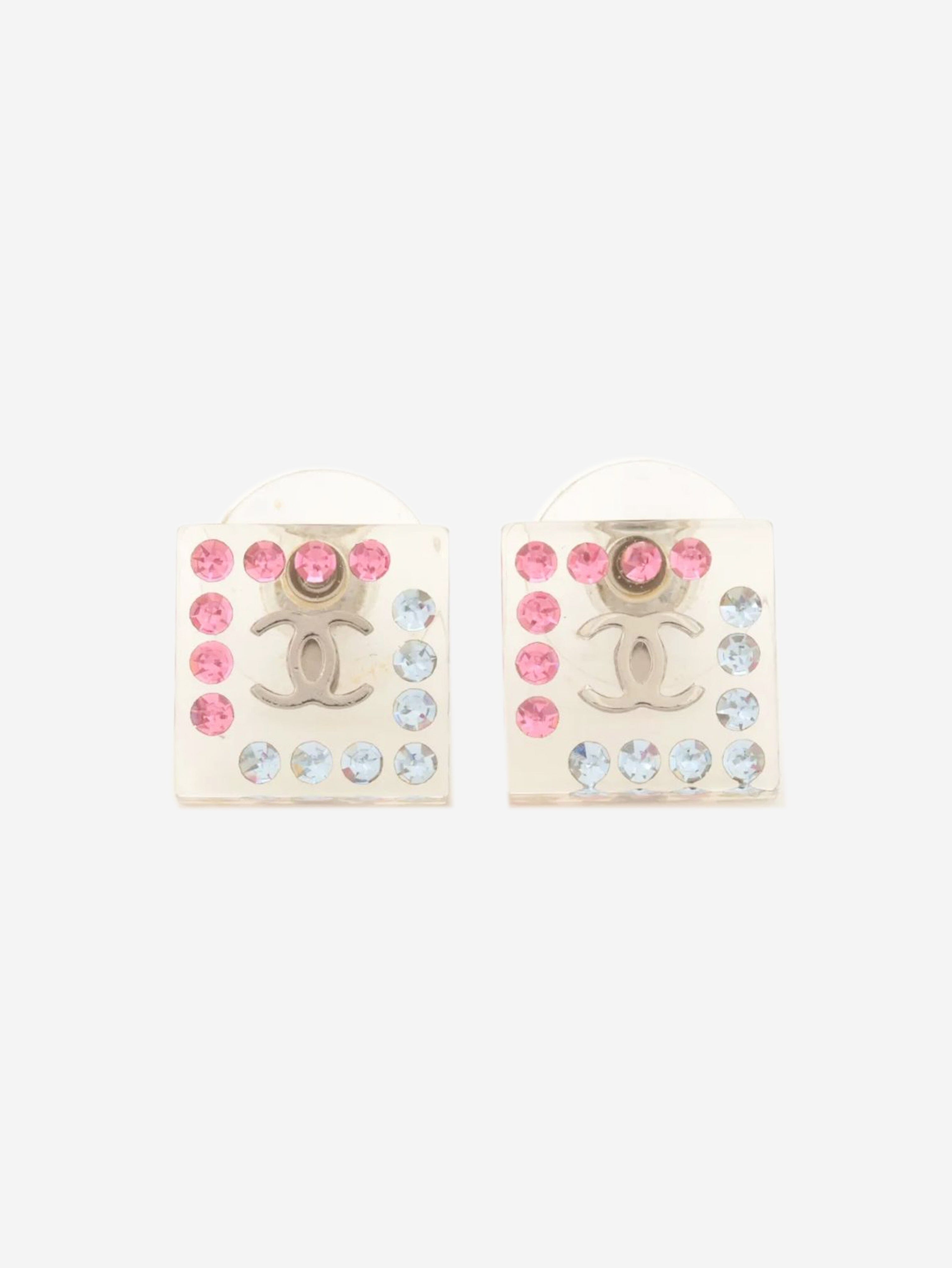 Clear lucite rhinestone square earrings Earrings Chanel 