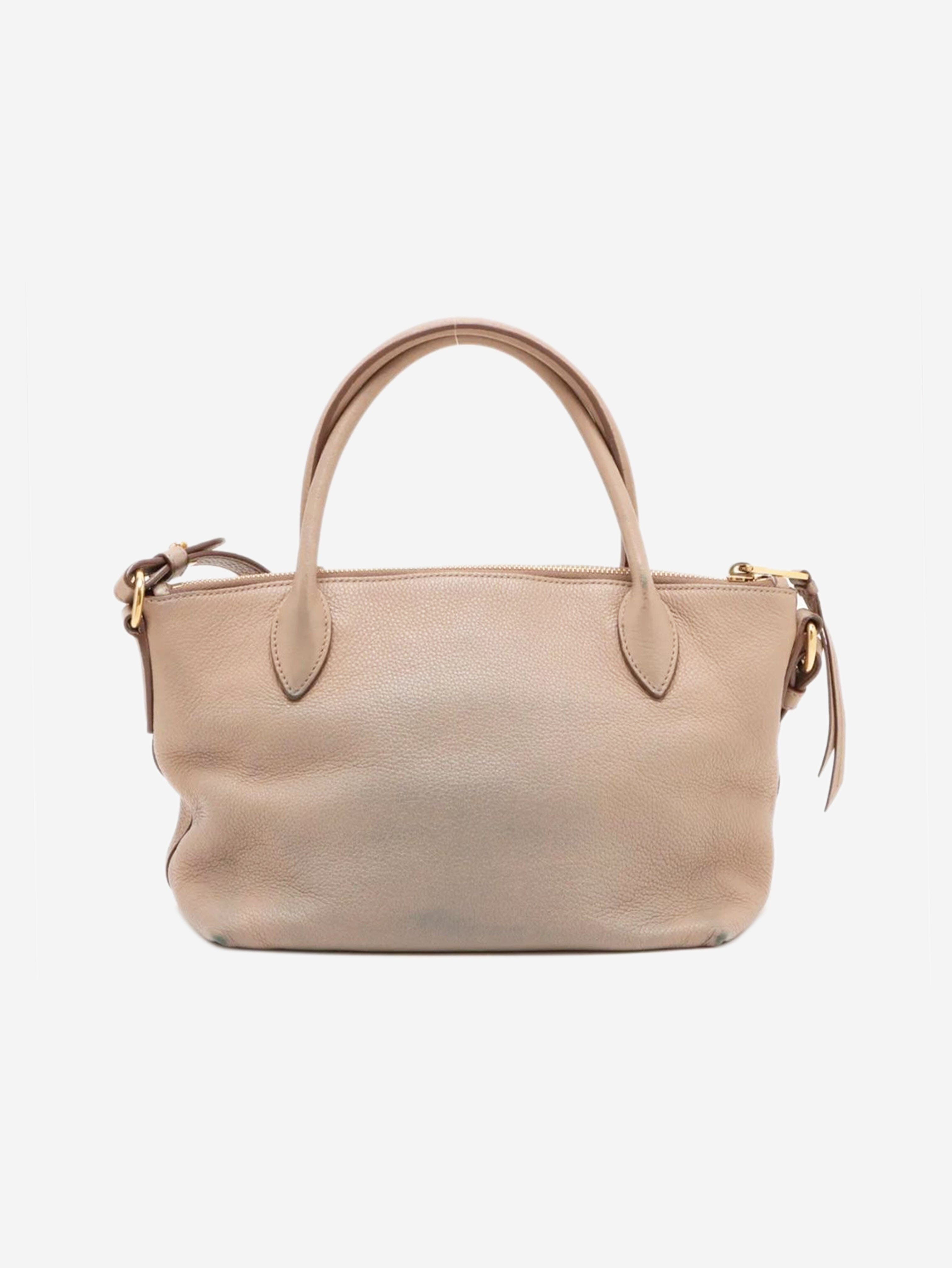 Neutral Vitello Daino leather 2way bag Shoulder bags Prada 