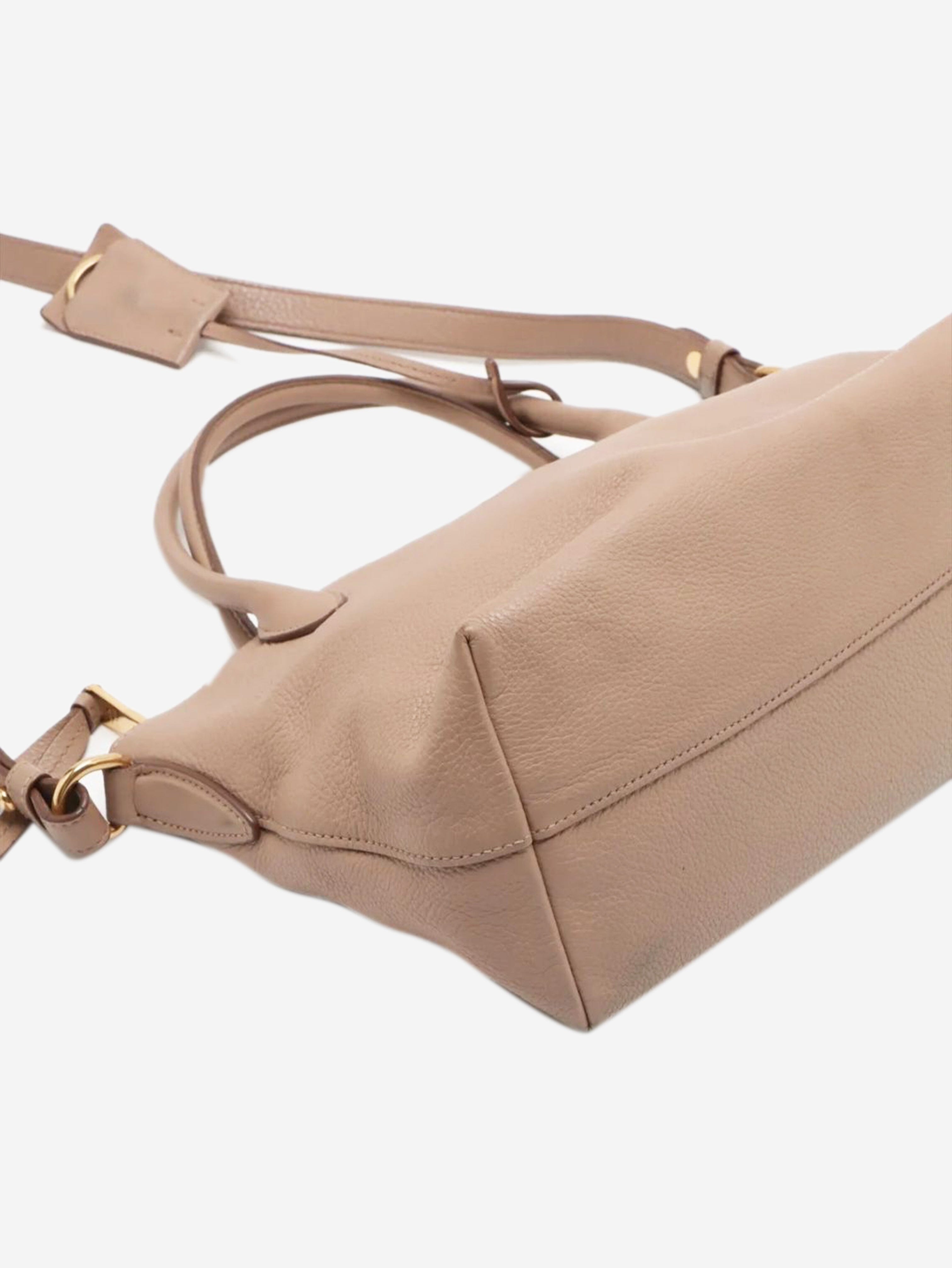 Neutral Vitello Daino leather 2way bag Shoulder bags Prada 