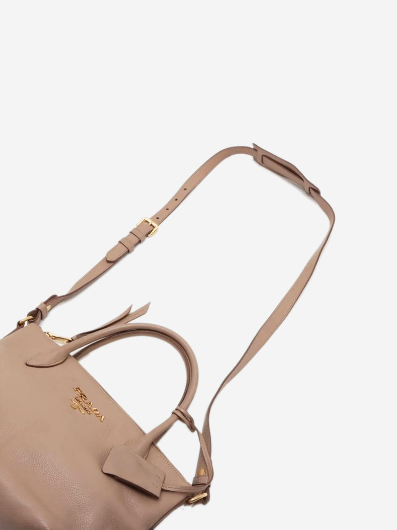 Neutral Vitello Daino leather 2way bag Shoulder bags Prada 