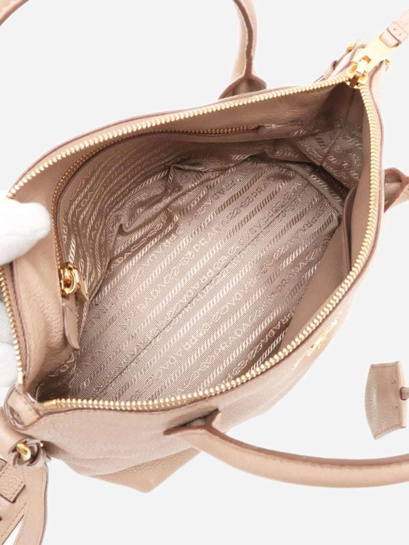 Neutral Vitello Daino leather 2way bag Shoulder bags Prada 
