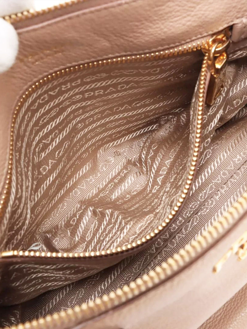 Neutral Vitello Daino leather 2way bag Shoulder bags Prada 