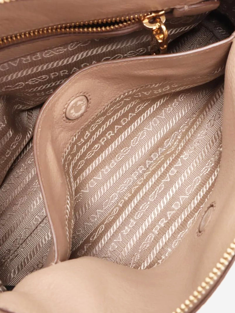 Neutral Vitello Daino leather 2way bag Shoulder bags Prada 