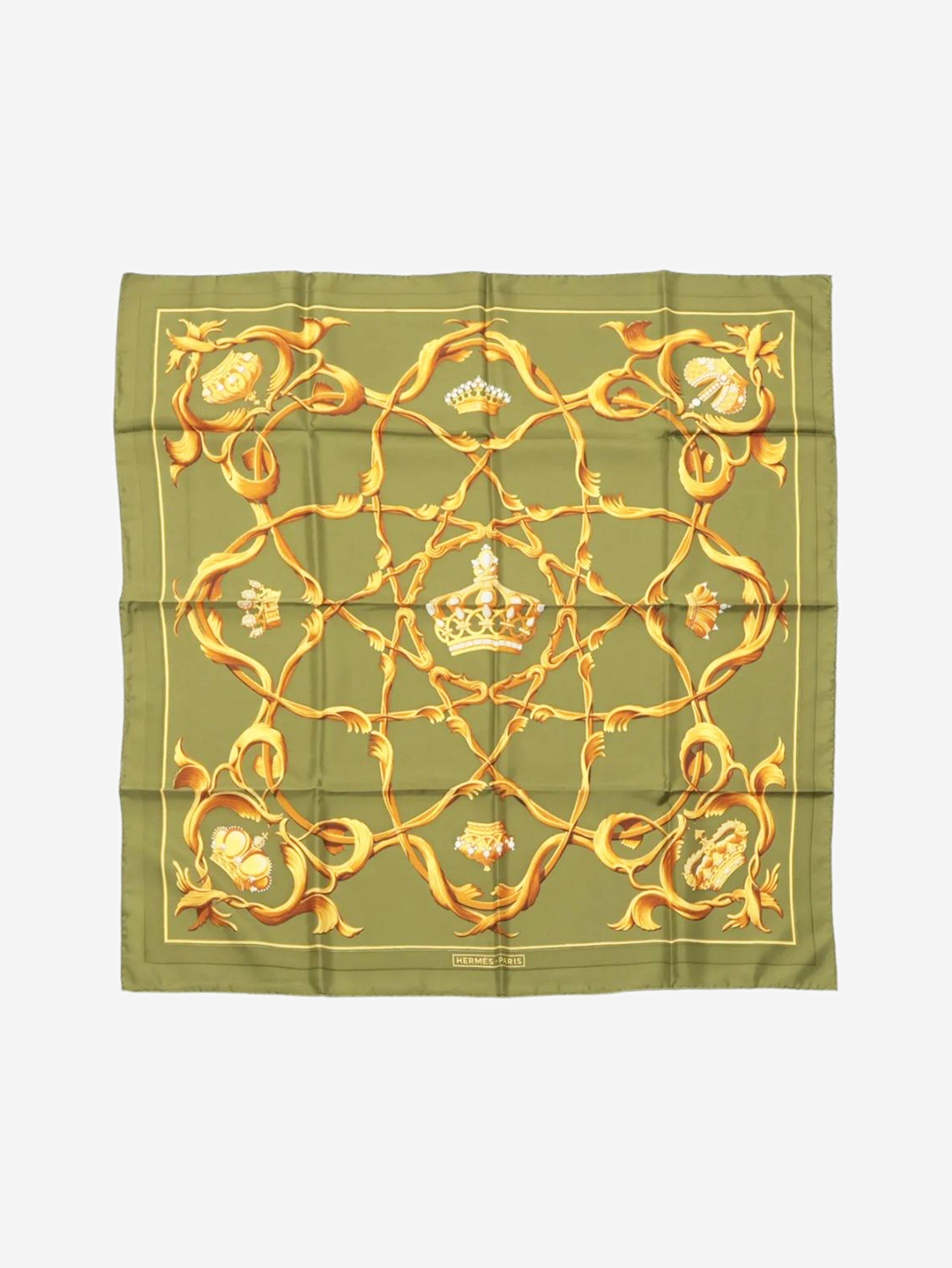 Green crown jewels silk scarf Scarves Hermes 