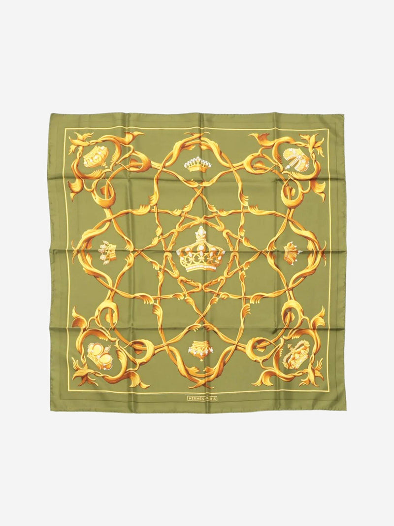 Green crown jewels silk scarf Scarves Hermes 