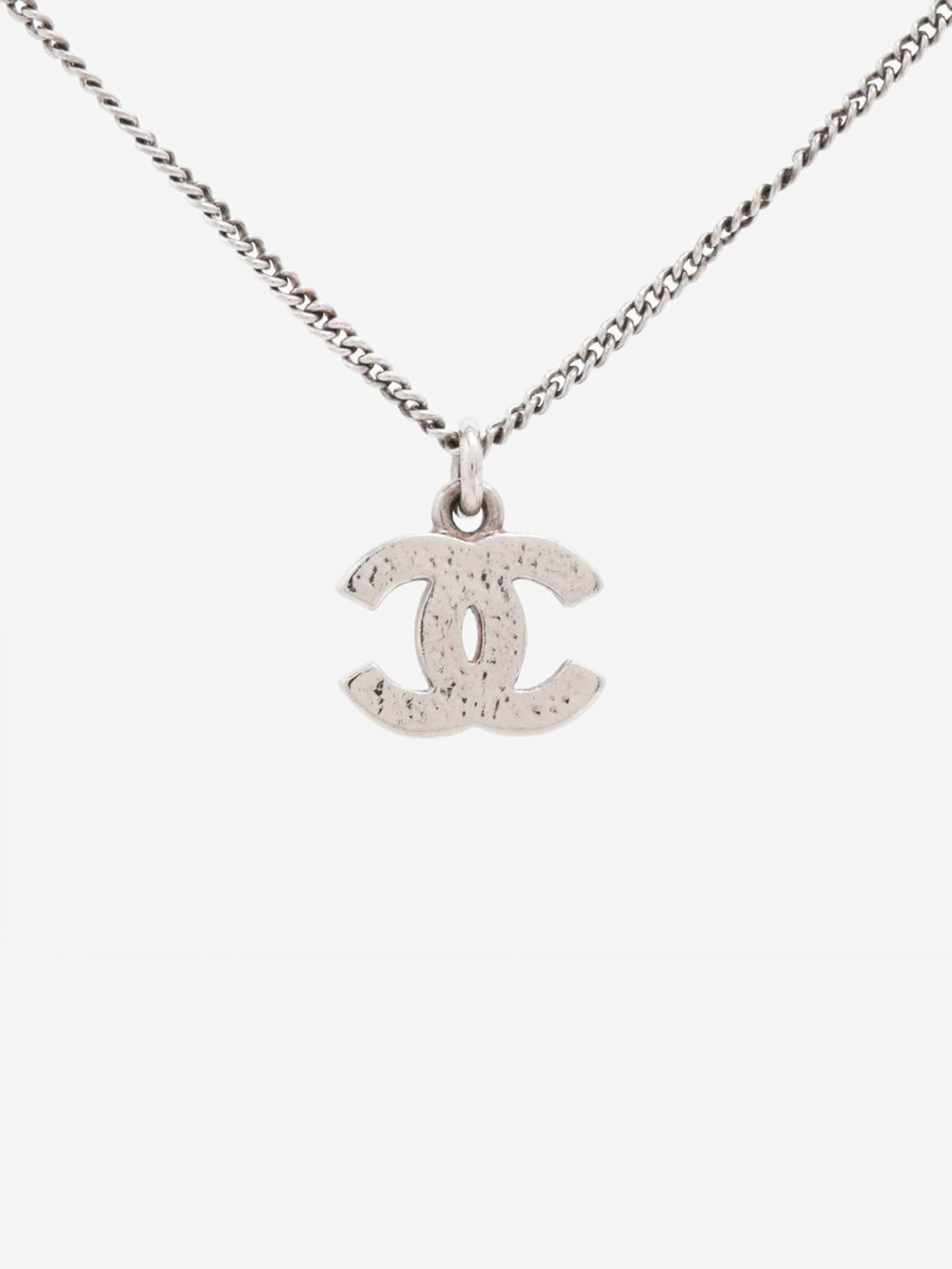 Silver Coco Mark 08V rhinestone necklace Necklaces Chanel 