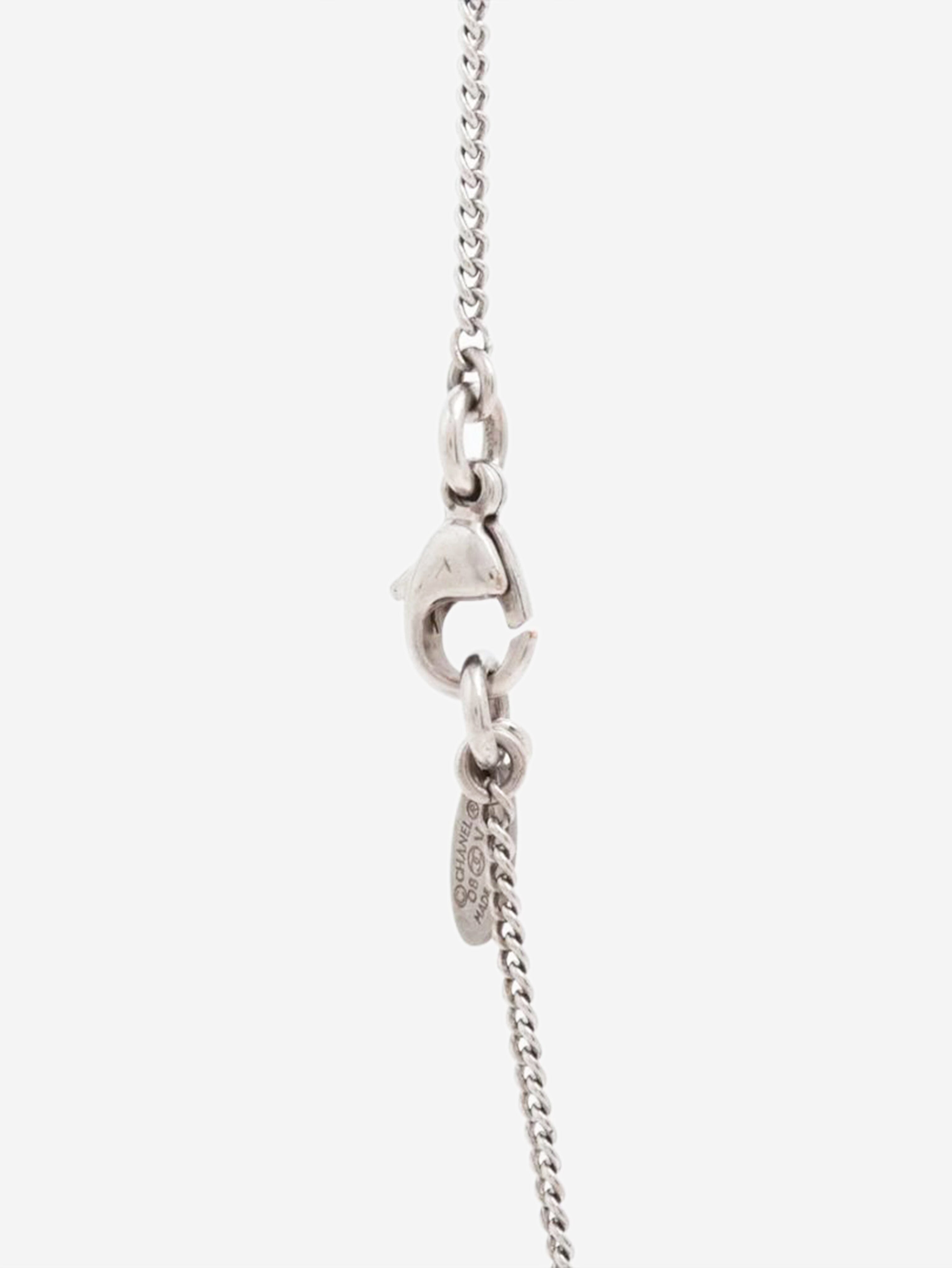 Silver Coco Mark 08V rhinestone necklace Necklaces Chanel 