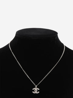 Silver Coco Mark 08V rhinestone necklace Necklaces Chanel 