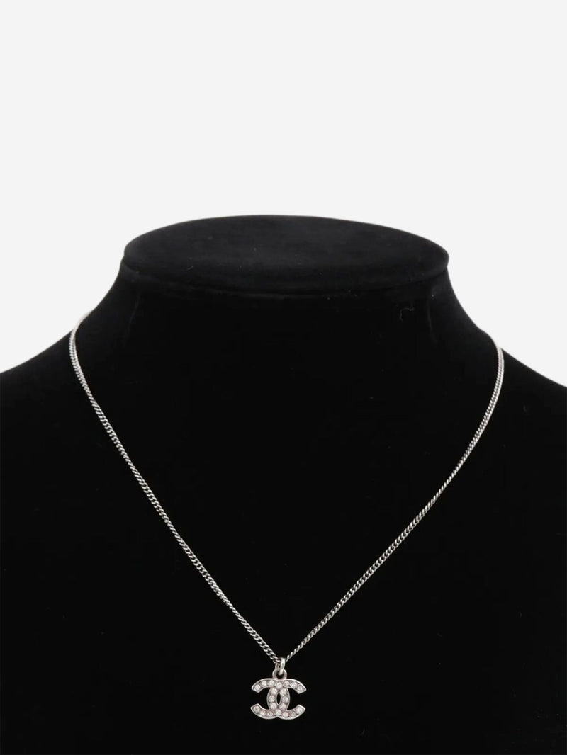 Silver Coco Mark 08V rhinestone necklace Necklaces Chanel 
