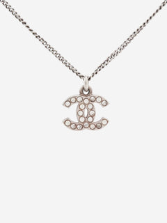 Silver Coco Mark 08V rhinestone necklace Necklaces Chanel 