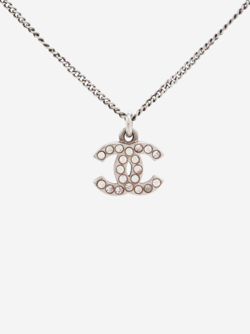 Silver Coco Mark 08V rhinestone necklace Necklaces Chanel 