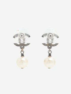 Silver rhinestone and faux pearl earrings Earrings Chanel 