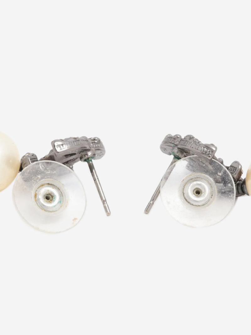 Silver rhinestone and faux pearl earrings Earrings Chanel 