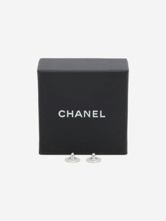 Silver rhinestone and faux pearl earrings Earrings Chanel 