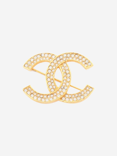 Gold rhinestone CC brooch product image