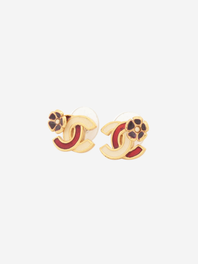 Gold Coco Mark Camelia 03P earrings Earrings Chanel 