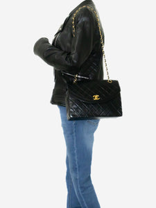 Chanel Black vintage 1986 lambskin medium Half Moon bag