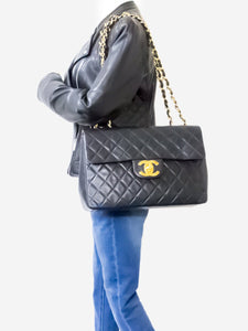 Chanel Black vintage 1994 lambskin maxi Classic Flap bag