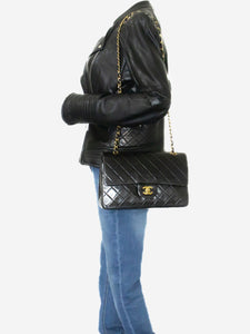 Chanel Black vintage 1991 medium lambskin Classic Double Flap bag