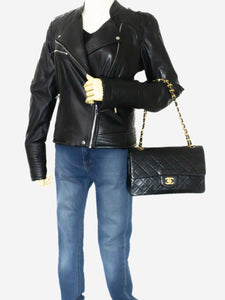 Chanel Black vintage 1989 medium lambskin Classic Double Flap bag