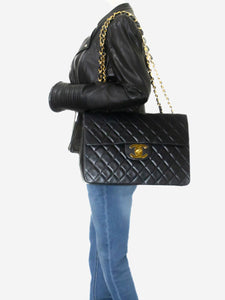 Chanel Black vintage 1991 lambskin maxi Classic Flap bag