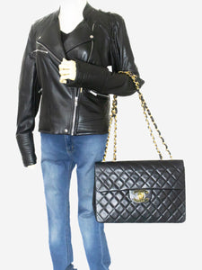 Chanel Black vintage 1991 lambskin maxi Classic Flap bag